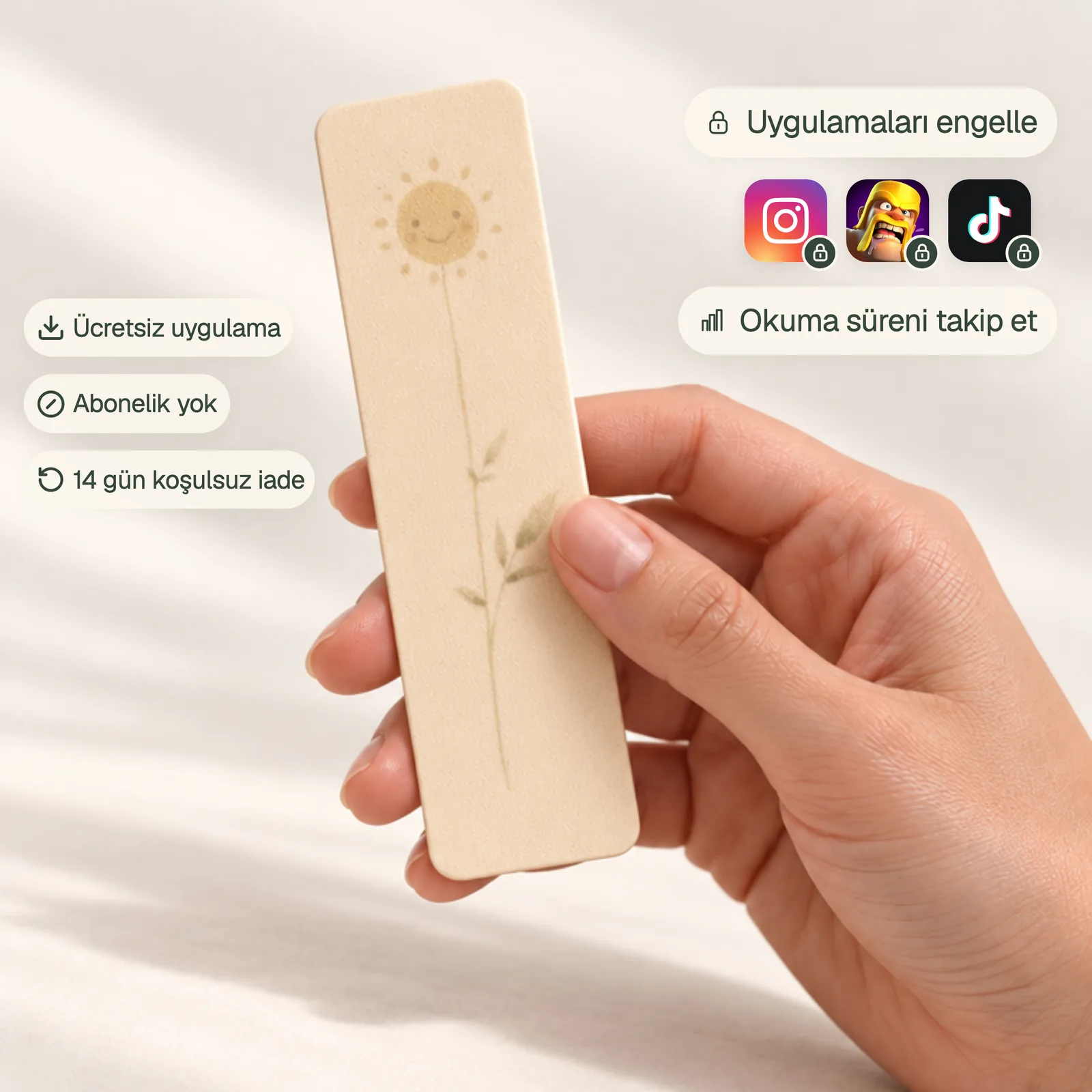 Elde tutulan sakin NFC ayracı; uygulamaları engelle ve okuma süreni takip et